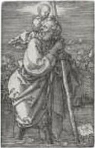 St. Christopher Facing Left (b. 51; M., Holl. 53) by Albrecht Durer