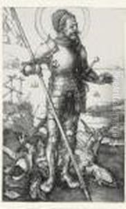 St. George On Foot (b. 53; M., Holl. 55) by Albrecht Durer