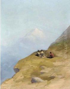 Sherpas round a campfire on a Himalayan mountainside