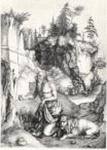 St Jerome In Penitence (b.61; M., Holl.57) by Albrecht Durer