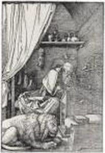 St Jerome In His Cell (b.114; M., Holl.228) by Albrecht Durer