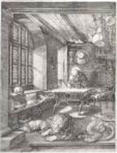 St Jerome In His Study (b.60; M., Holl.59) by Albrecht Durer