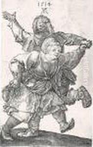 The Peasant Couple Dancing (b.90; M., Holl.88) by Albrecht Durer