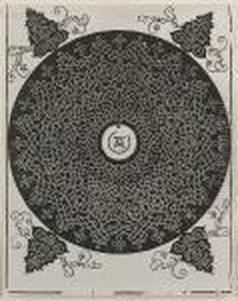 Interlaced Cord Pattern With White Medallion (bartsch W 159) - view 1