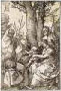 The Holy Family With Joachim And Anna Under A Tree (b.96; M., Holl.215)