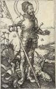 Saint George On Foot (b. 53; M., Holl. 55) by Albrecht Durer