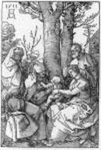 The Holy Family With Joachim And Anna Under A Tree (b. 96; M., Holl. 215)