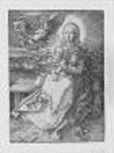 The Virgin And Child Crowned By One Angel (b.37; M., Holl.41) by Albrecht Durer