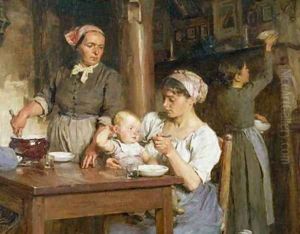 The Midday Meal detail of feeding the baby
