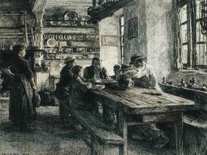 Figures in a Kitchen Interior 1895
