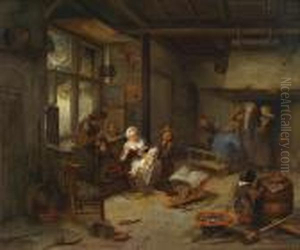 Kitchen Interior With Peasant Figures - view 1