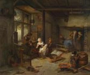 Kitchen Interior With Peasant Figures