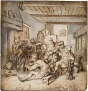 Szene In Einem Wirtshaus by Cornelis Dusart