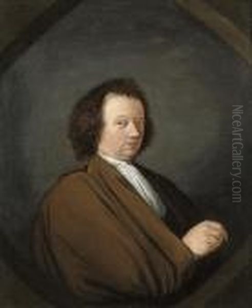 Portrait Of A Gentleman, Half-length, In A Brown Cloak, In Asculpted Niche - view 1