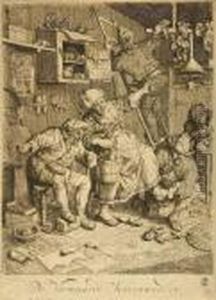De Vermaarde Schoenmaaker. by Cornelis Dusart