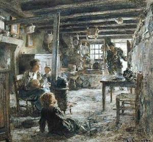 Une Famille Interieur Fonte by Leon Augustin Lhermitte