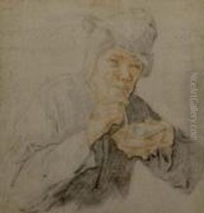 A Man Smoking A Pipe Holding A Bowl
