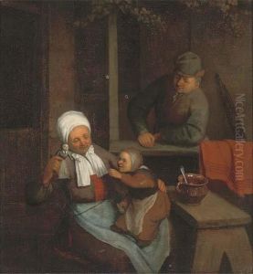 A Family In An Interior by Cornelis Dusart