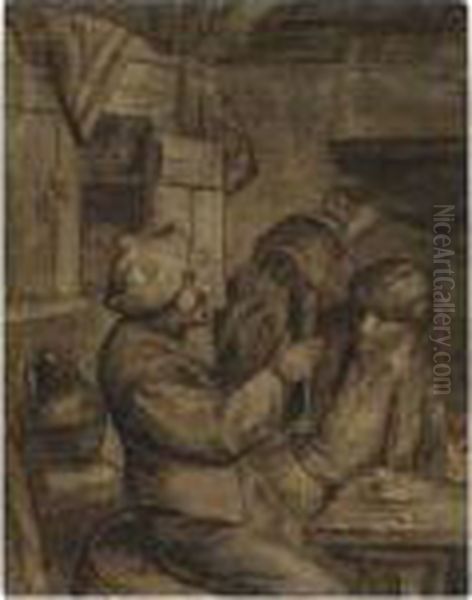 Peasants Drinking And Smoking In An Interior - view 1