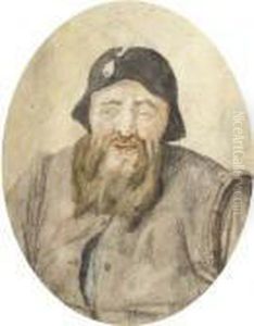 Portrait Of A Bearded Man With A Pipe In His Hat, Half-length by Cornelis Dusart