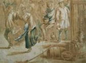 Tanzendes Bauernpaar In Einer Schenke by Cornelis Dusart