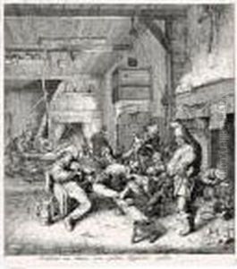 The Violin-player Seated In The Inn (holl.15) by Cornelis Dusart