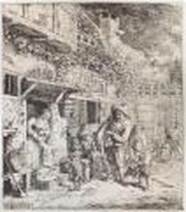 The Hurdy-gurdy Player With His Dancing Dog (holl.11) by Cornelis Dusart