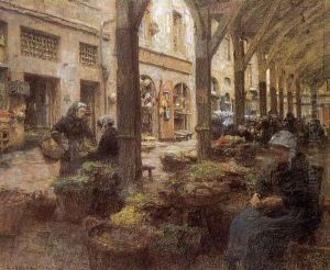 The Covered Vegetable Market St Malo (no.2) 1893 by Leon Augustin Lhermitte