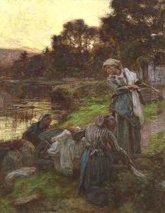 Laveuses, le soir by Leon Augustin Lhermitte
