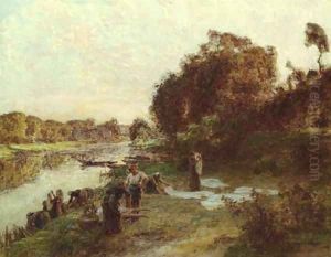 Les lavandeuses à Chelles by Leon Augustin Lhermitte