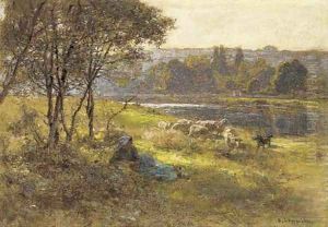 La Bergere et son Troupeau by Leon Augustin Lhermitte