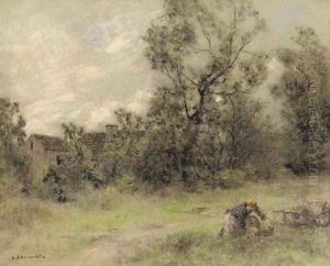 La coupeuse d'herbes by Leon Augustin Lhermitte