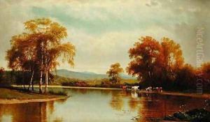 Cattle by a Stream by Clinton Loveridge