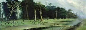 Soldiers Cutting Branches by a River