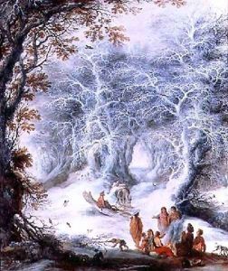 Winter Landscape with a Gypsy Encampment by Gijsbrecht Leytens