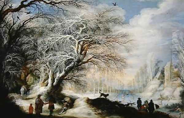 Skaters on a Canal or Winter Landscape - view 1