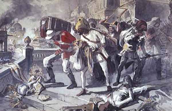 British and Indian troops plundering the Kaisarbagh during the capture of Lucknow in March 1858 - view 1