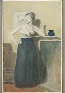 Portrait of Lyndra the Artists Wife by Derwent Lees