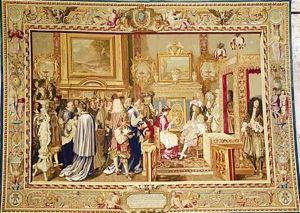 The Audience of Cardinal Chigi with Louis XIV 1638-1715 at Fontainebleau by Charles Le Brun