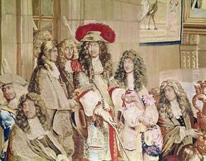 Louis XIV 1638-1715 visiting the Gobelins factory 2 by Charles Le Brun