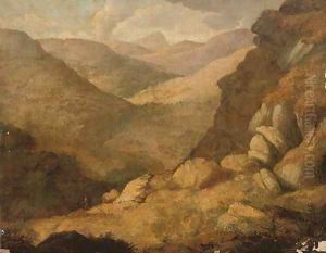 Figure in a Highland landscapecape by Sir Edwin Henry Landseer