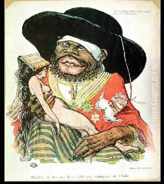 Caricature of the Negus of Ethiopia Menelik II 1844-1913 - view 1