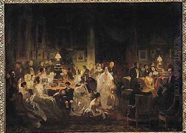 Emile Jean Horace Vernet 1789-1863 Discussing the Invention of the Daguerreotype in Monsieur Irissons Salon - view 1