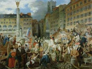 The Duke of Orleans Crossing the Place du Chatelet by Prosper Lafaye or Lafait
