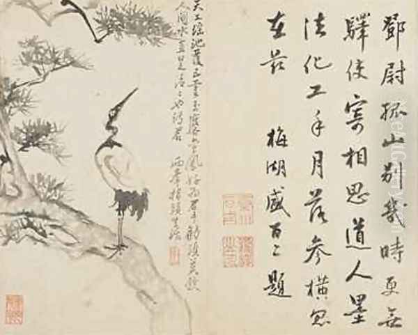 Landscapes Flowers and Birds Crane on pine Qing Dynasty 1780 - view 1