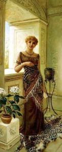 Classical Woman by a Window 1881 by Charles Frederick Lowcock