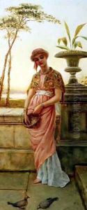 Classical Woman Feeding Birds 1881