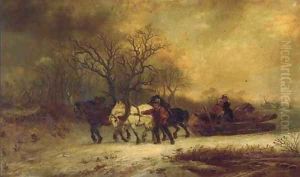 Loggers in a winter landscape by Alexis de Leeuw
