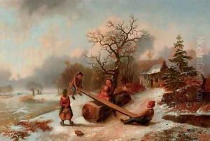 Playing in the snow by Alexis de Leeuw