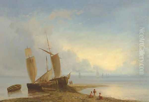 Ships moored at low Tide - view 1